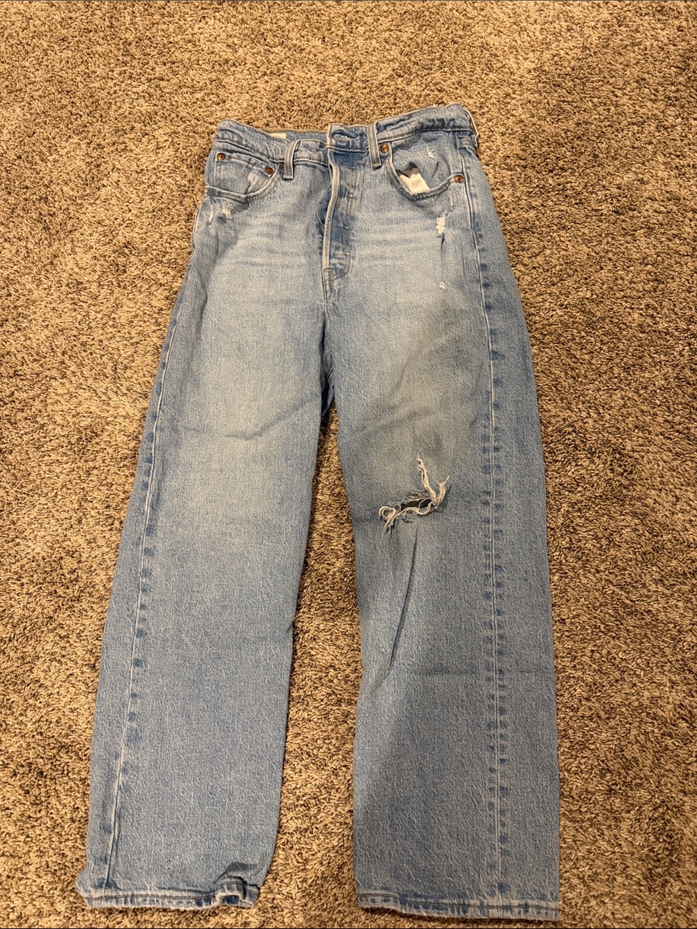 Levi's Light Blue Straight Leg Distressed Jeans